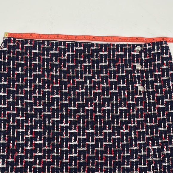 Talbots Womens Boucle Wrap Skirt Knee Length Navy Red White Size 16 New - Picture 14 of 14